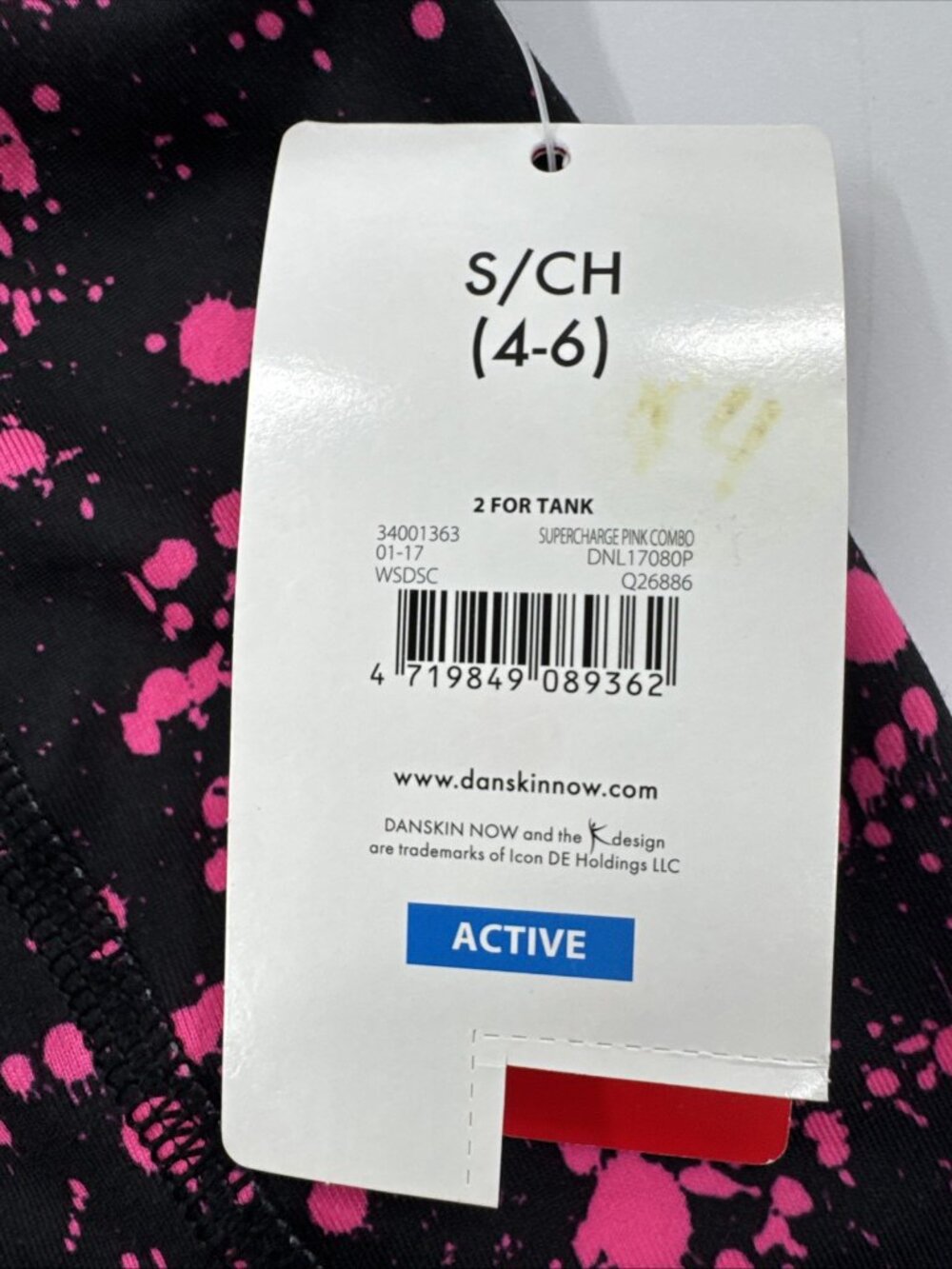 Danskin Now Top Womens Small Semi-Fitted Black Pink Razorback Built in Bra NEW - Picture 6 of 8